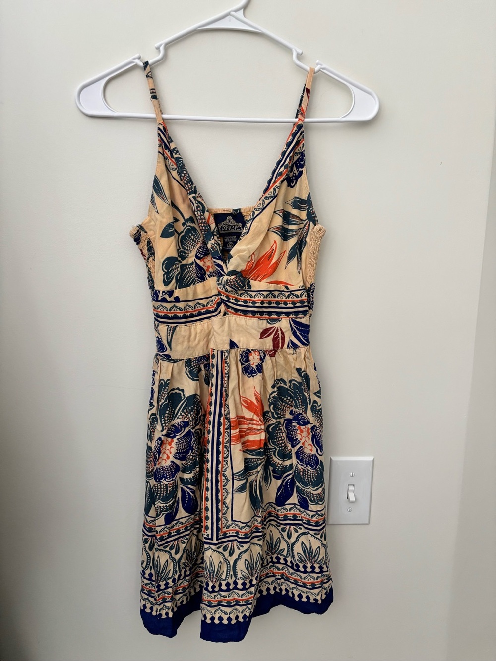 Floral V-Neck Sundress in Cream and Navy